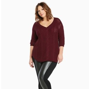 Leather panel leggings; black